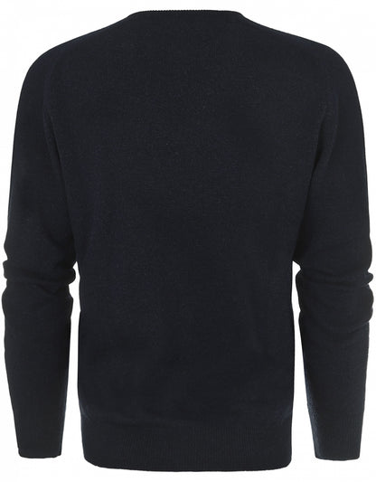 William Lockie Round Neck Lambswool Pullover | Oxford Blue