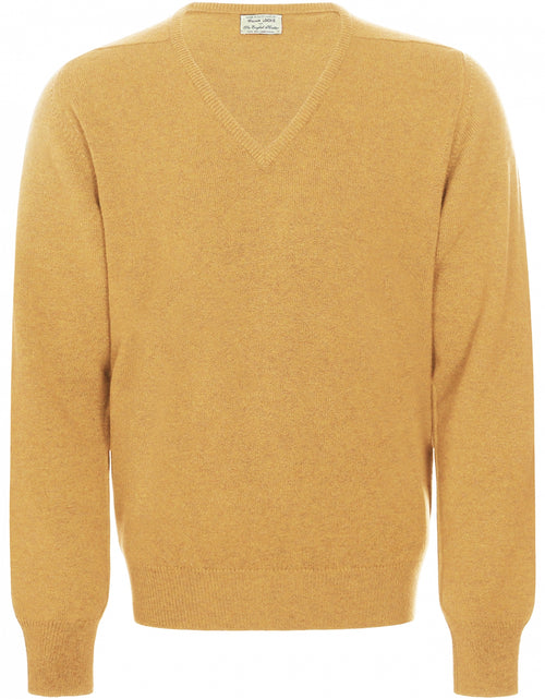 William Lockie V-hals Lamswol Pullover | Harvest Gold