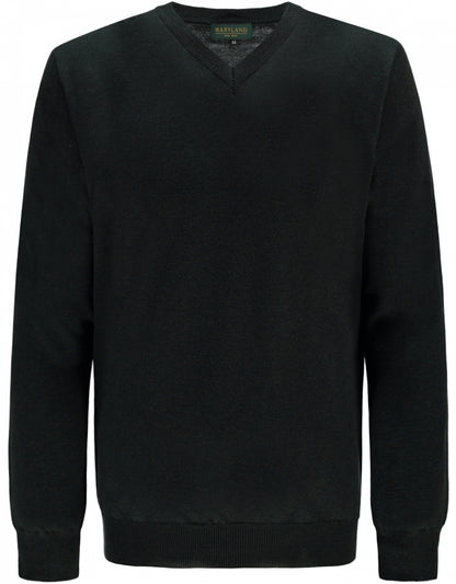 Merino wool v-neck sweater | Dark Green