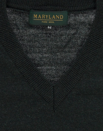 Merino wool v-neck sweater | Dark Green