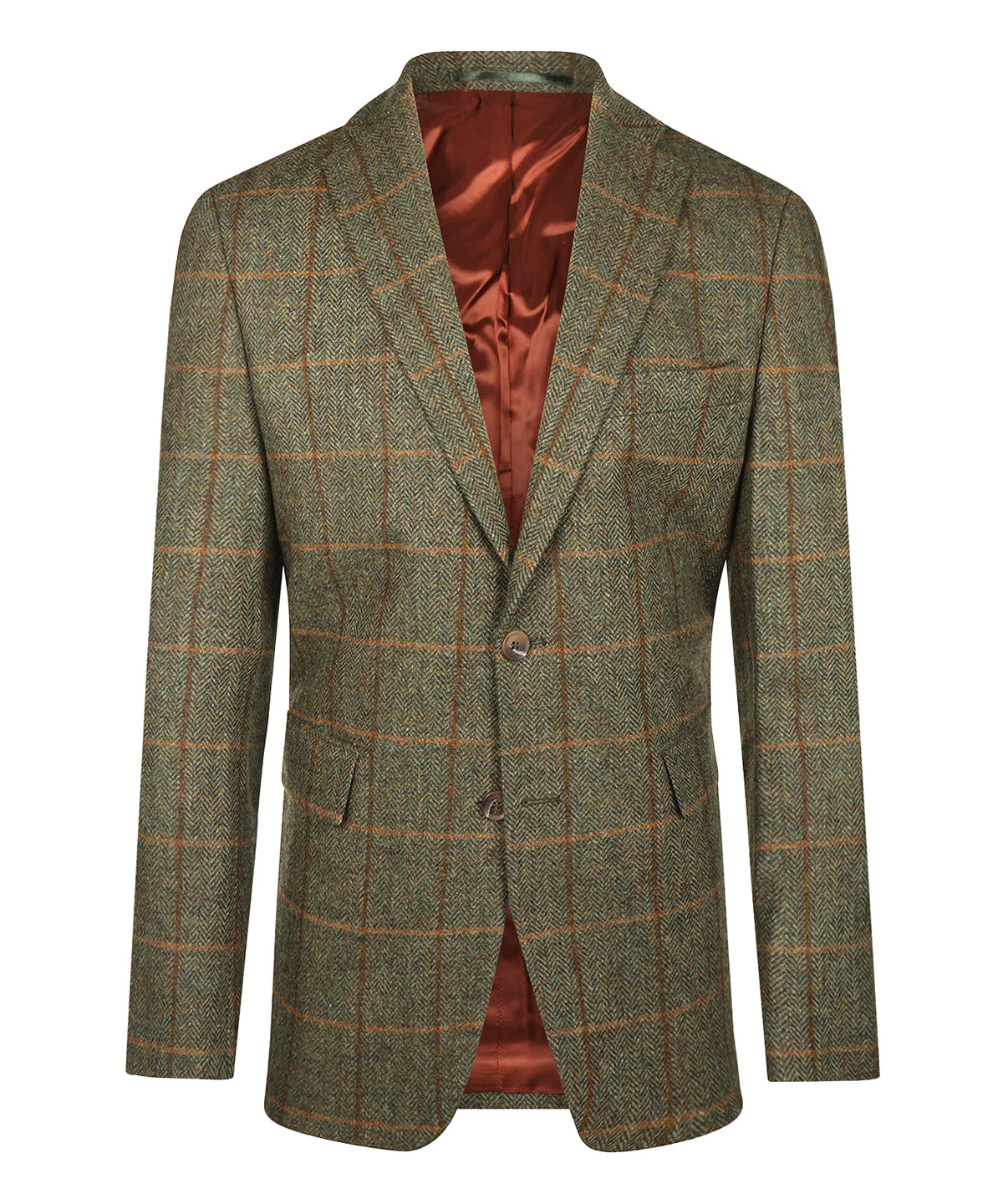 Tweed Colbert | Groen Visgraat Bruine Ruit