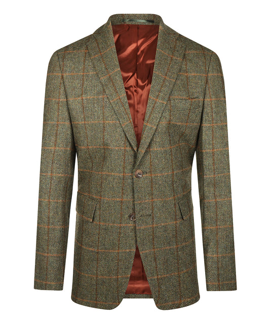Tweed Colbert | Groen Visgraat Bruine Ruit