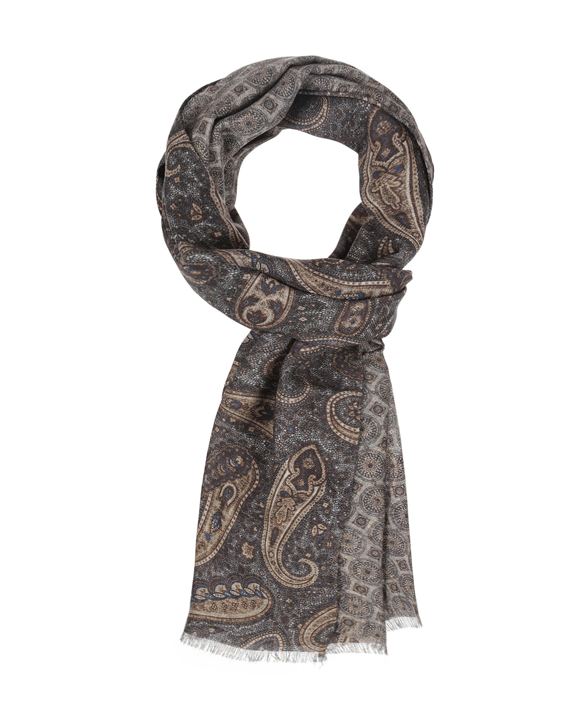 Sjaal 100%Wol | Blauw Paisley