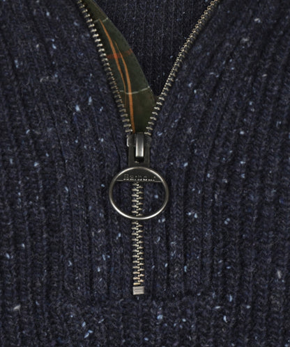 Essentials Fleck Half Zip | Navy Fleck
