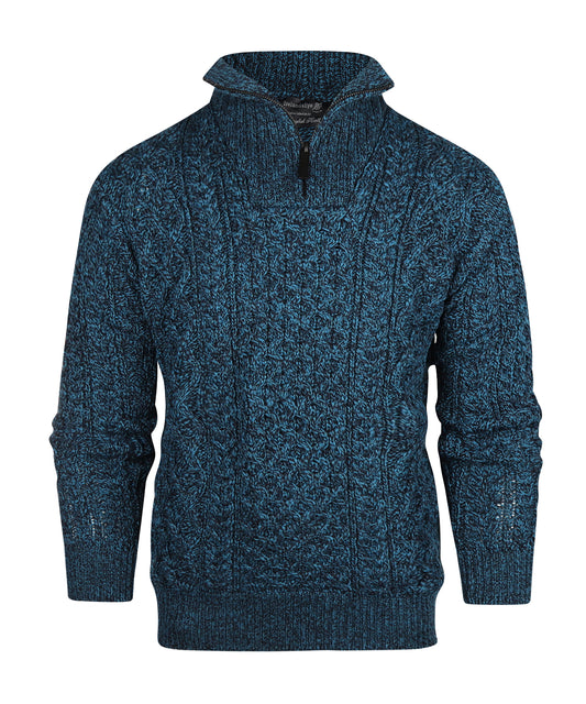 Aran Half Zip | Petrol Marl