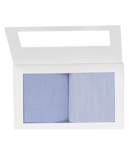 Zakdoek 2-Box | Licht Blauw Ruit/Streep Fijn