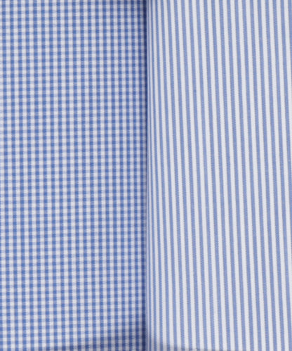 Zakdoek 2-Box | Licht Blauw Ruit/Streep Fijn