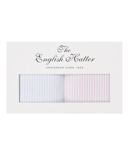 Zakdoek 2-Box | Mini streep Blauw/Rood