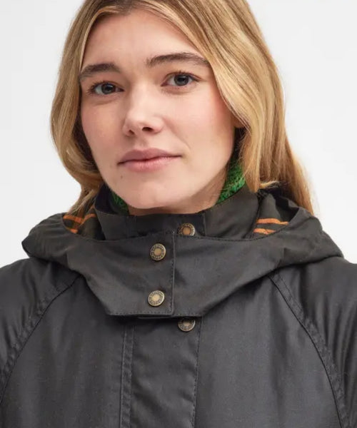 Barbour Long Cannich Wax Jacket Dames | Groen