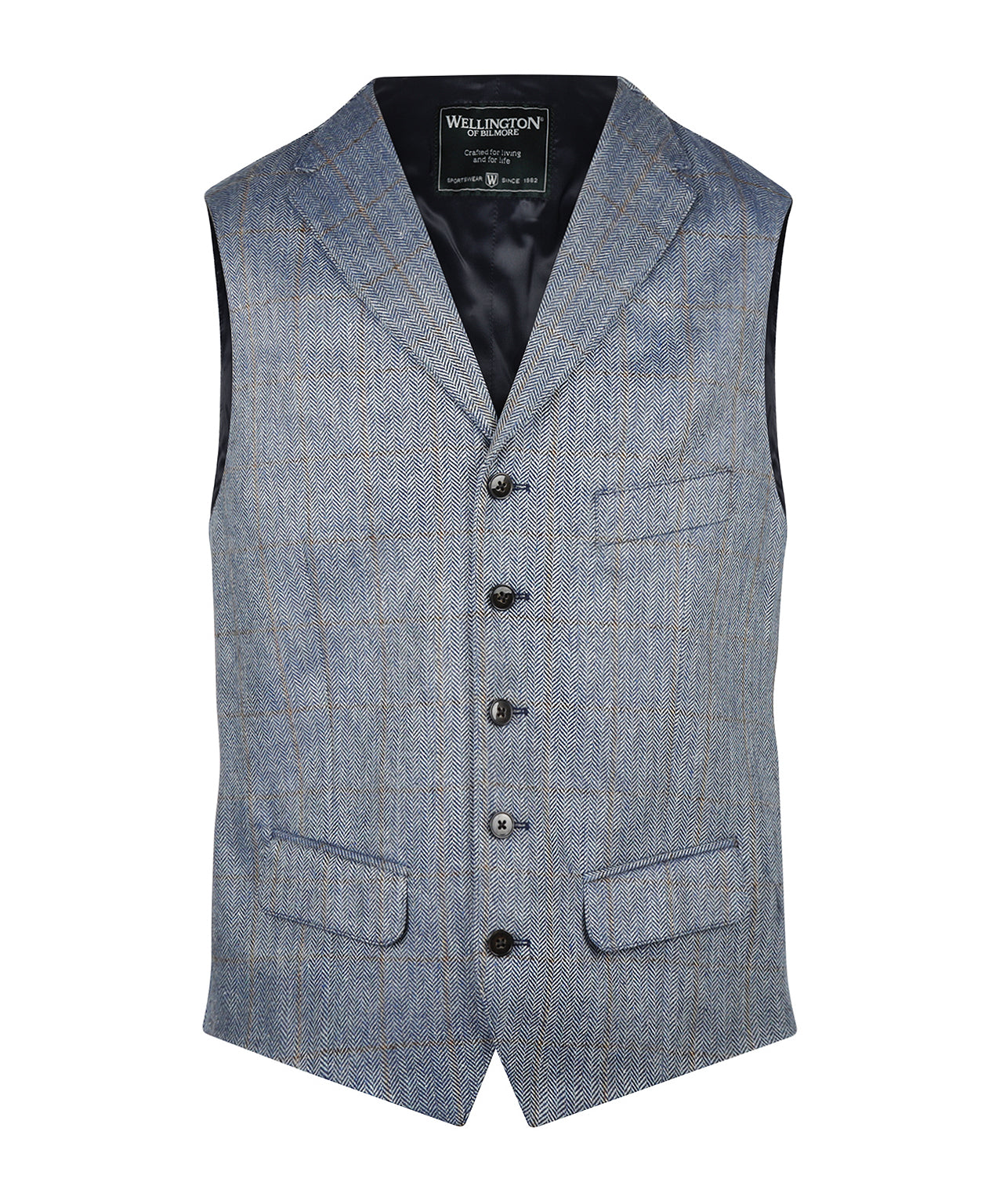 Gilet Zijde | Grijs Blauw Ruit