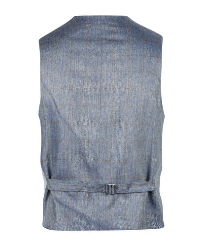 Gilet Zijde | Grijs Blauw Ruit