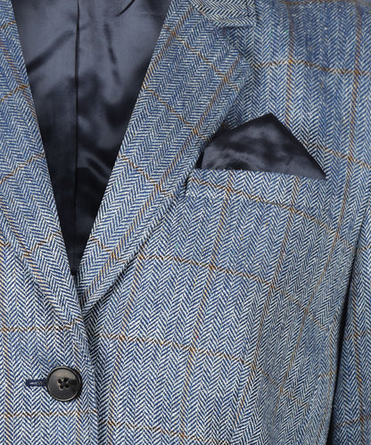 Zijden Colbert Dames | Blauw Grijs Ruit