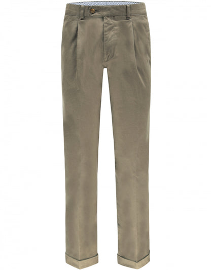 Blackpool Trousers Pleated with Turn-Up | Brown