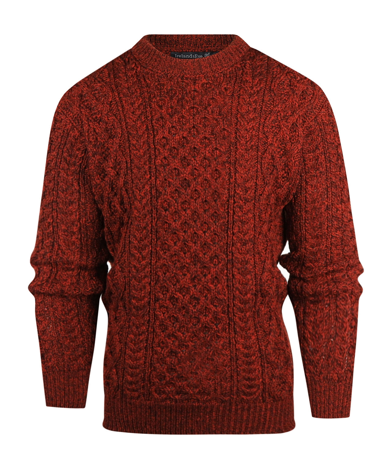 Aran-Pullover mit Rundhalsausschnitt und Zopfmuster | Bordeauxrot