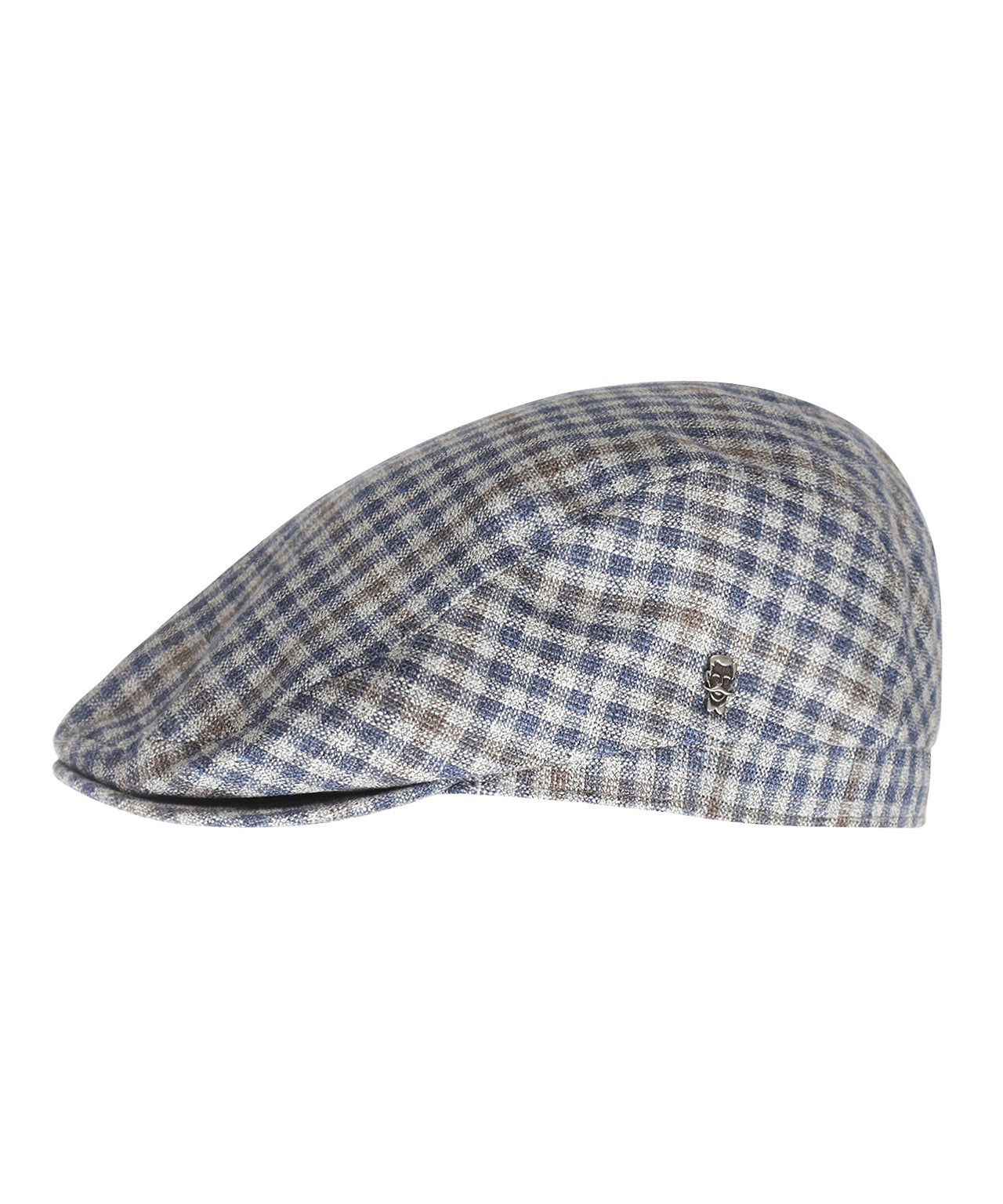 Klassieke Cap 72% Zijde 28% Wol | Blauw Bruin Ruit