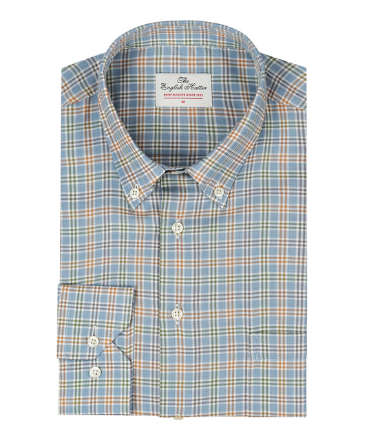Cotton Shirt Button Down Regular Fit | Blue