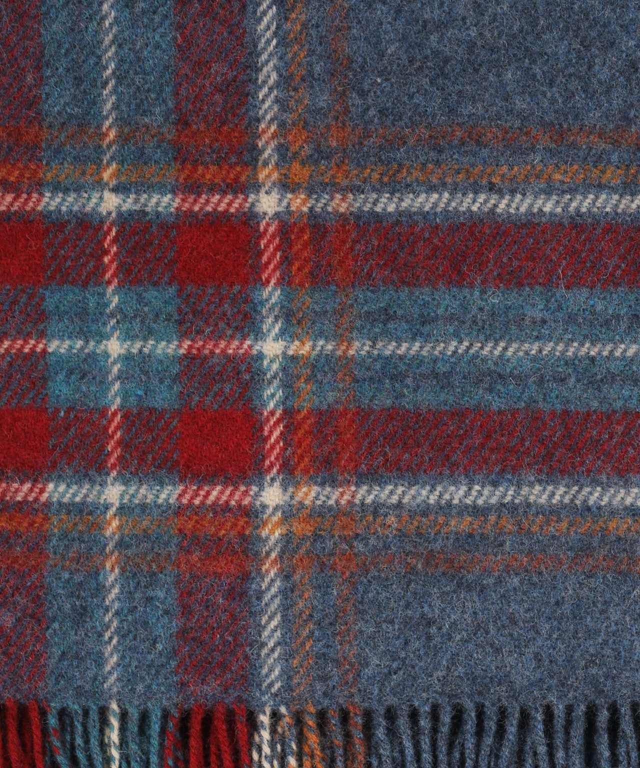 Irish Plaid from Shetland Wool | Denim Blue Rust Red Plaid