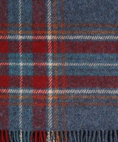 Irish Plaid from Shetland Wool | Denim Blue Rust Red Plaid