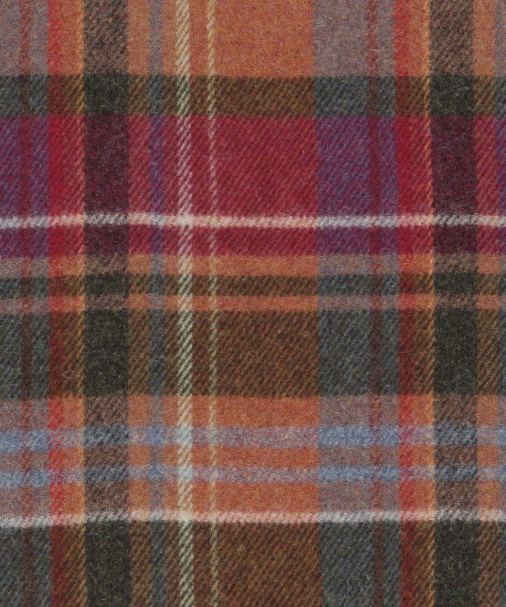 John Hanly Plaid Shetland | Green/Raspberry/Orange Plaid