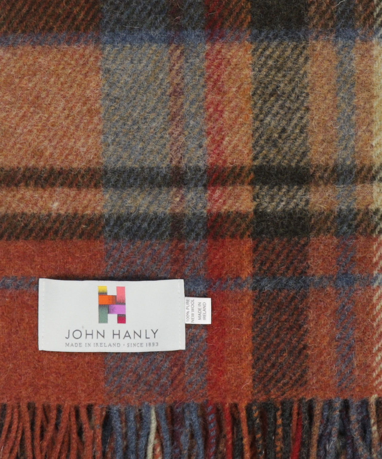 John Hanly Plaid Shetland | Rust Red/Brown/Blue Plaid