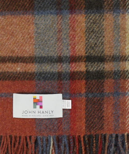 John Hanly Plaid Shetland | Rust Red/Brown/Blue Plaid