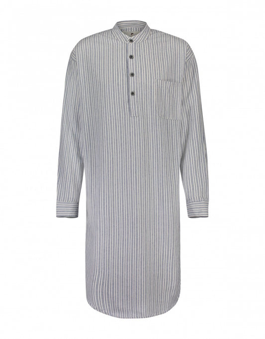 Flannel Nightshirt | Wit/Blauw verticale streep
