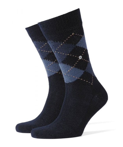 Preston Heren Sokken | Navy/Denim diamond check