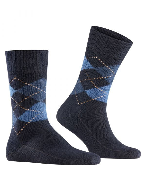 Preston Heren Sokken | Navy/Denim diamond check