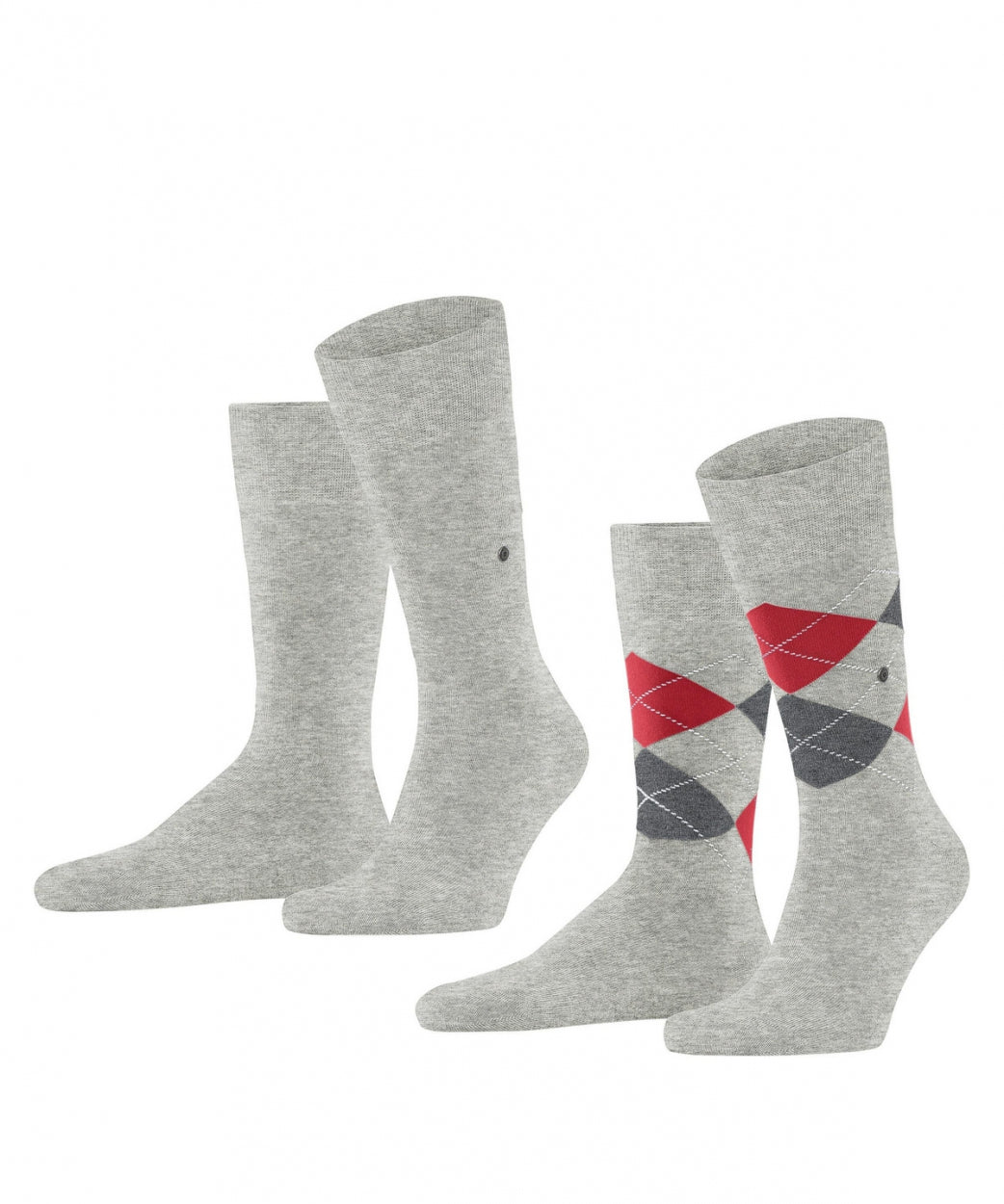Alltagssocken mit Argyle-Muster, 2er-Pack | Grau