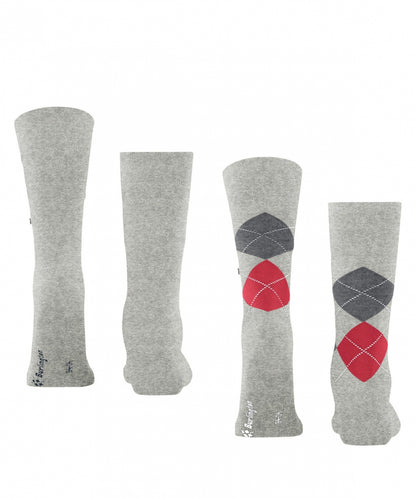 Alltagssocken mit Argyle-Muster, 2er-Pack | Grau