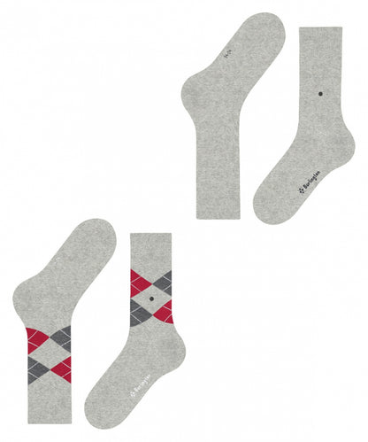 Alltagssocken mit Argyle-Muster, 2er-Pack | Grau