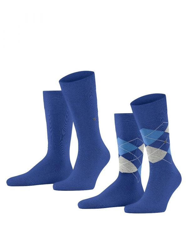 Everyday Argyle Mix 2-Pack Heren Sokken | Cobalt/Grey diamond check