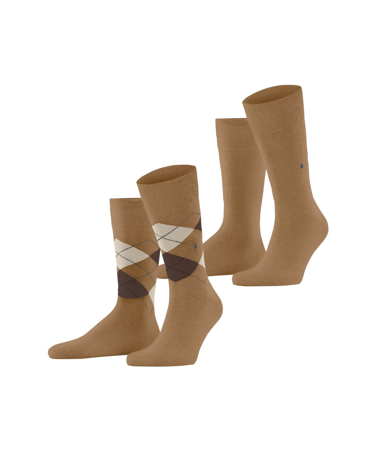 Alltagssocken mit Argyle-Muster, 2er-Pack | Braun