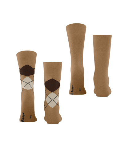Alltagssocken mit Argyle-Muster, 2er-Pack | Braun