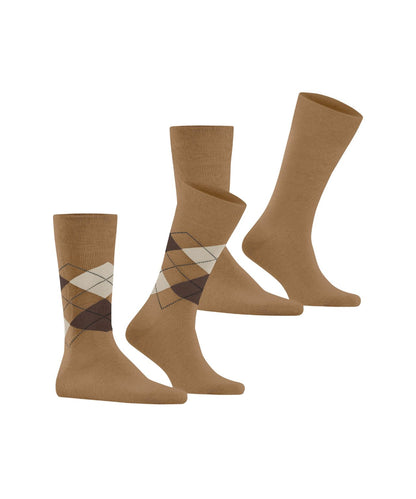 Alltagssocken mit Argyle-Muster, 2er-Pack | Braun