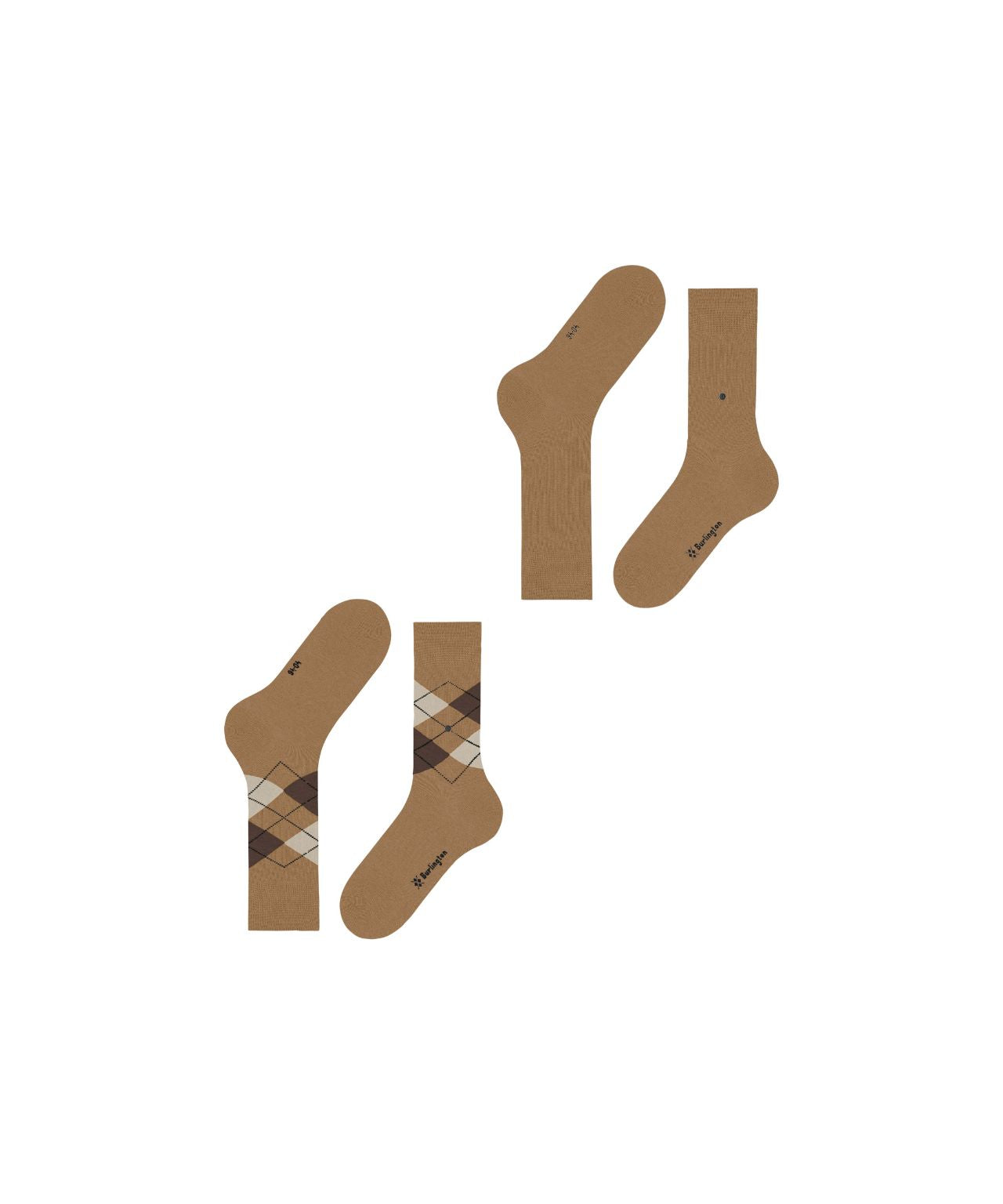 Alltagssocken mit Argyle-Muster, 2er-Pack | Braun