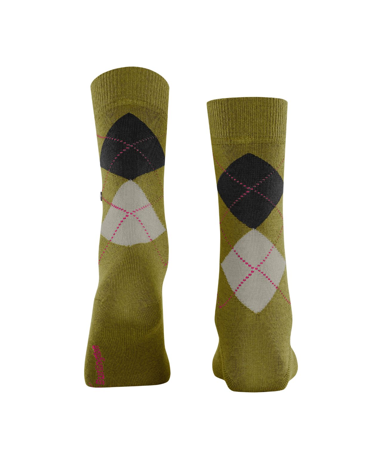 Marylebone Dames Sokken | Olive/Dar Green diamond check