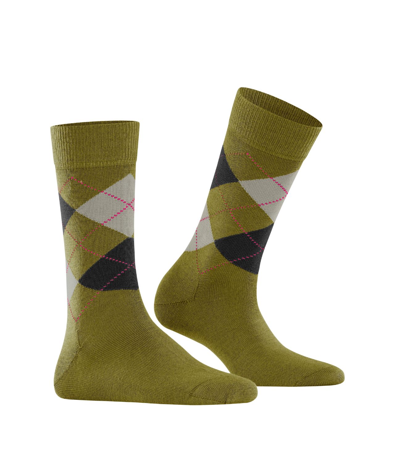 Marylebone Dames Sokken | Olive/Dar Green diamond check
