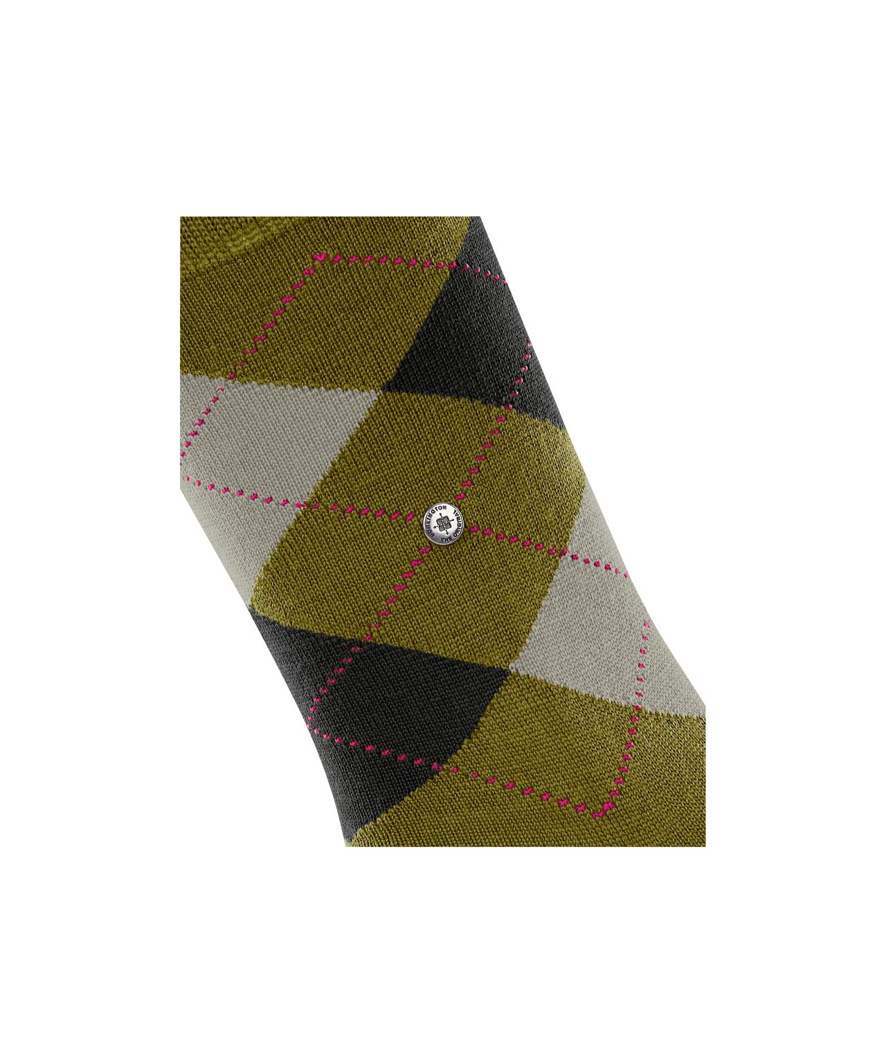 Marylebone Dames Sokken | Olive/Dar Green diamond check