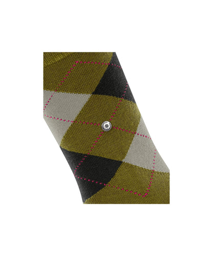 Marylebone Dames Sokken | Olive/Dar Green diamond check