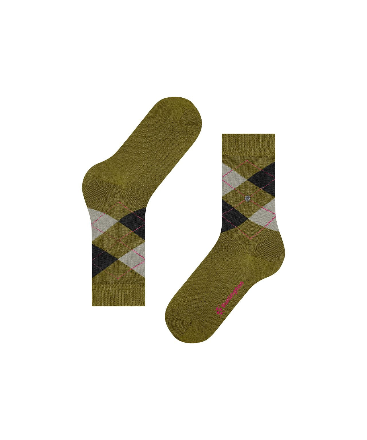 Marylebone Dames Sokken | Olive/Dar Green diamond check