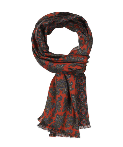 Sjaal Zijde/Wol | Rood Print