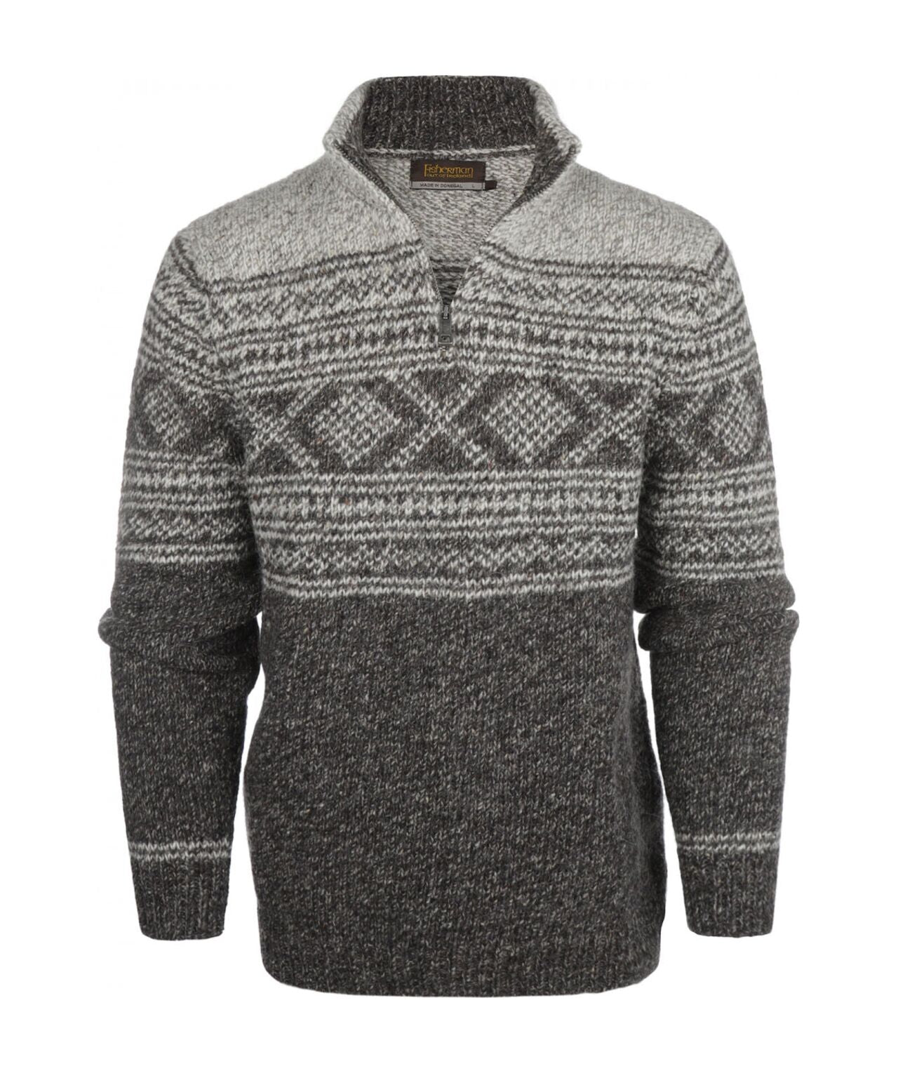 Fisherman High Zip Sweater | Grey