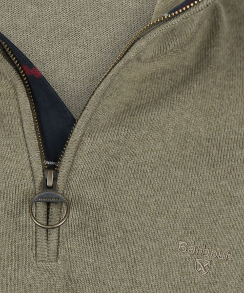 Barbour Baumwollpullover mit halbem Reißverschluss | Grün