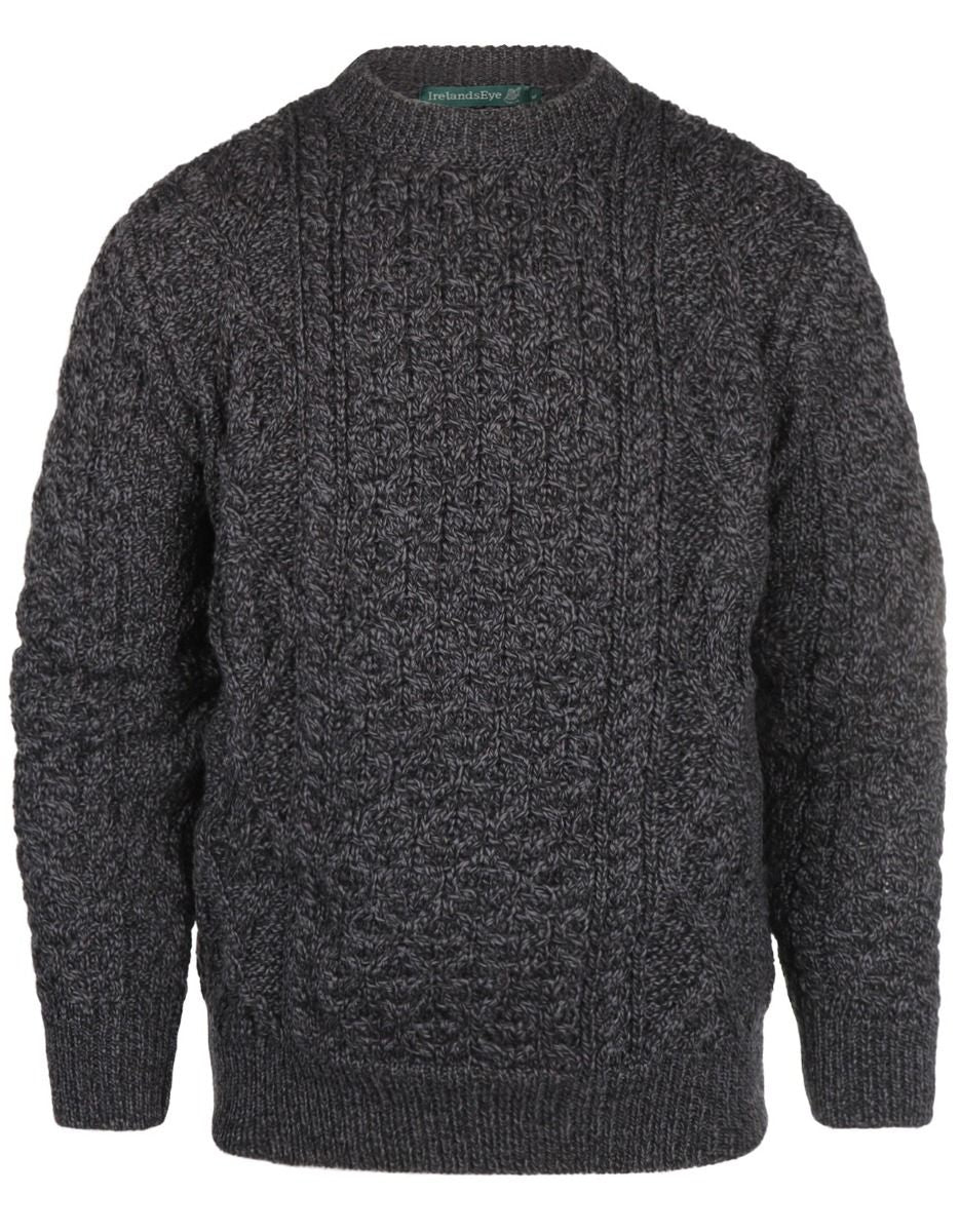 Aran-Pullover mit Rundhalsausschnitt | Anthrazitgrau
