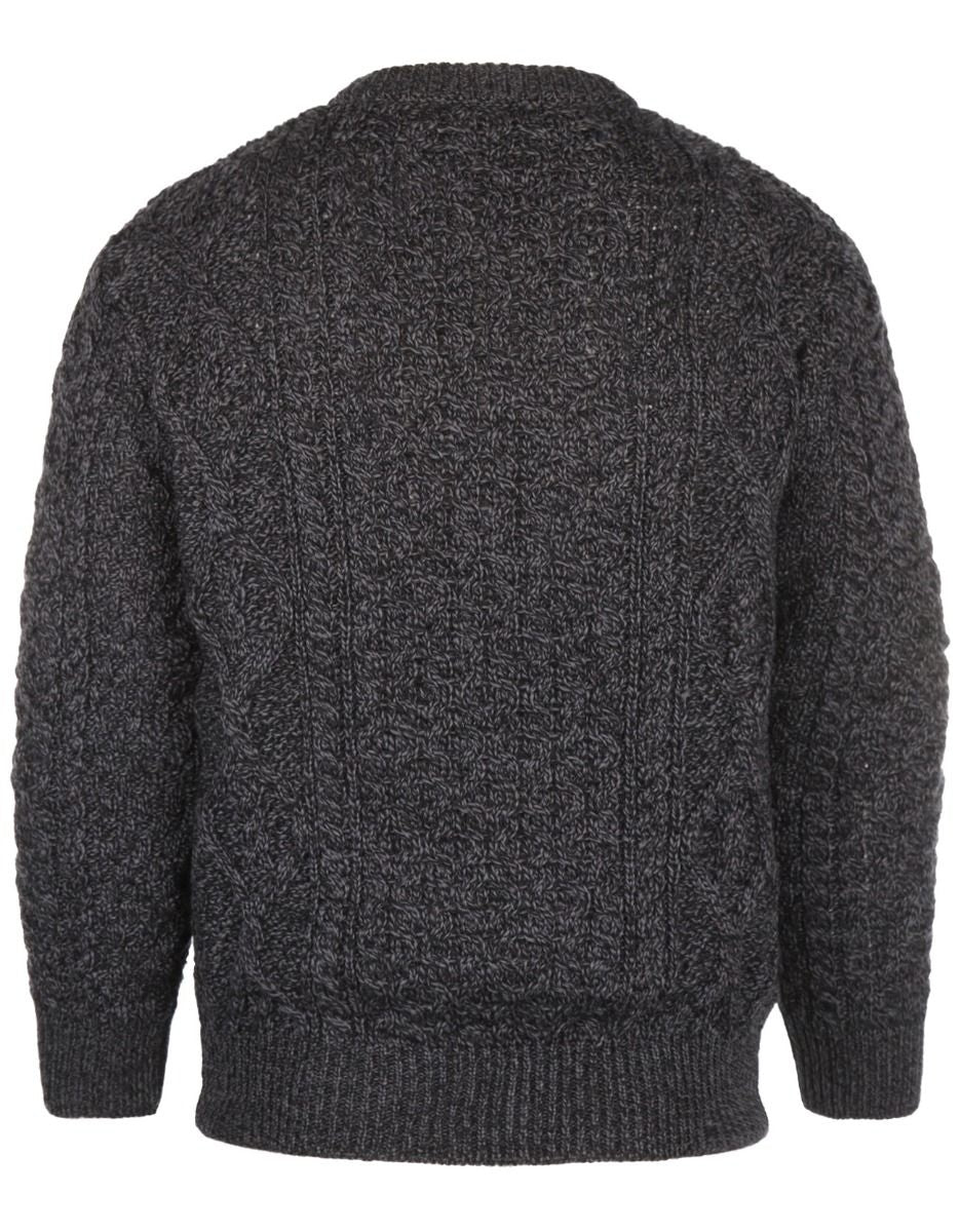 Aran-Pullover mit Rundhalsausschnitt | Anthrazitgrau