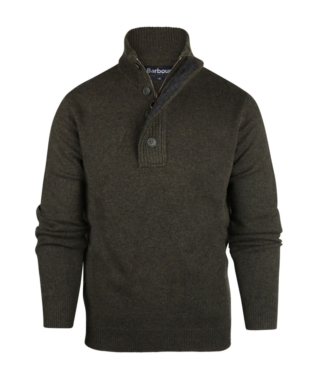 Pullover with zip and button closure | Green