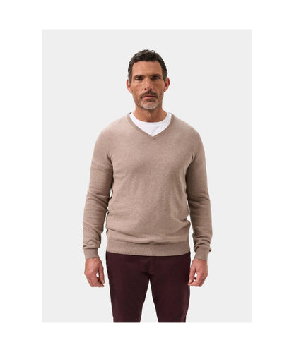 Pullover Cotton/Cashmere v-neck | Brown