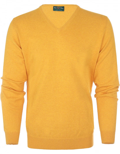 Sweater Cotton/Cashmere v-neck | Yellow
