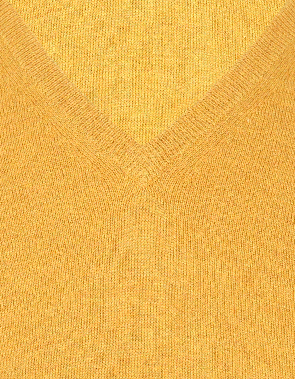 Sweater Cotton/Cashmere v-neck | Yellow